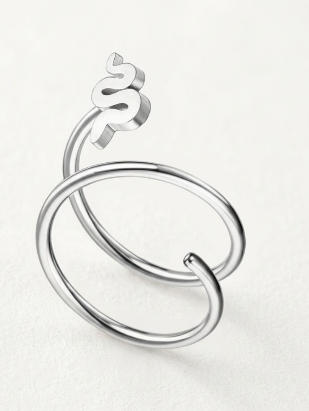 Double Hoop Nose Ring with Snake Accent